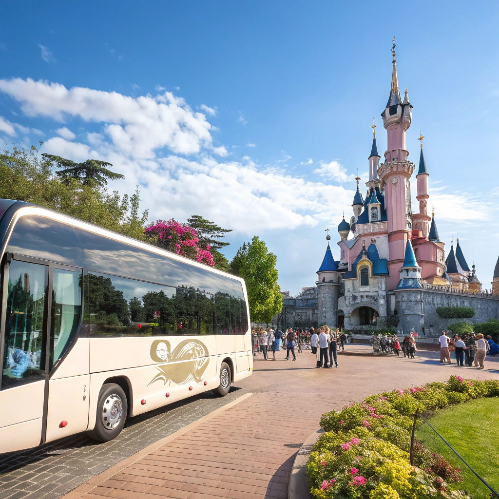 A shuttle bus at Disneyland Paris